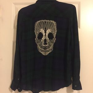 Bethany Mota Embroidered Button Down Top